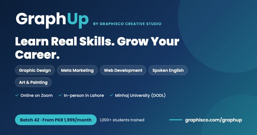 GraphUp by Graphisco – courses online, in-person in Lahore and with Minhaj University DODL